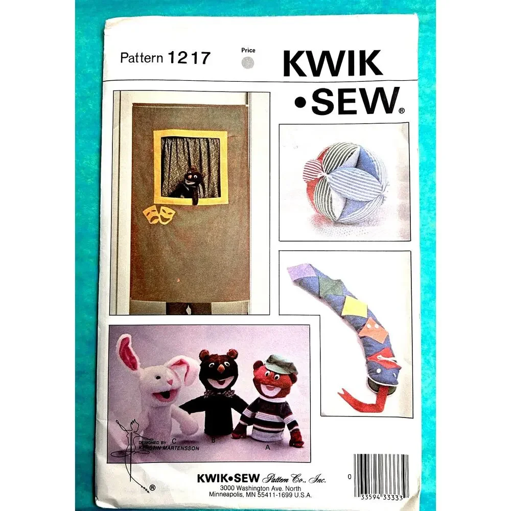 Vintage Kwik Sew 1217 Puppet Sewing Pattern Toys Puppet Theater Ball Snake